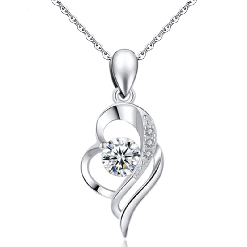 Angel Wings Pristine Pendant Moissanite 925 Silver Necklace
